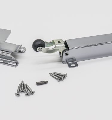 KASON 1094 POLISHED CHROME EXPOSED MOUNTING DOOR CLOSER WITH FLUSH TO 3/4" OFFSET HOOK, AND HARDWARE KIT
