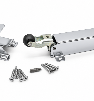 KASON 1094 POLISHED CHROME EXPOSED MOUNTING DOOR CLOSER WITH FLUSH TO 3/4" OFFSET HOOK, AND HARDWARE KIT