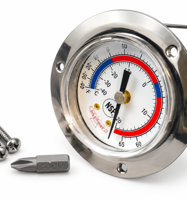 MILJOCO WALK-IN COOLER REPLACEMENT DIAL THERMOMETER, 6" LEAD WITH HARDWARE KIT