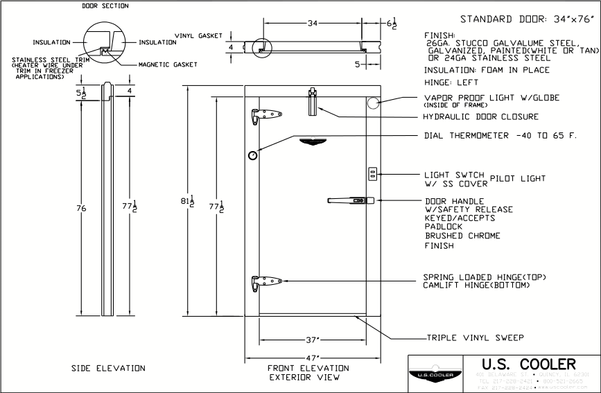 U.S. Cooler Standard Size Door Gasket Replacement Set